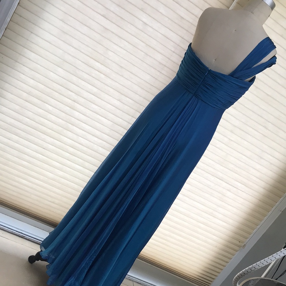 Carmen Marc Valvo blue chiffon dress size 8 - Picture 4 of 8